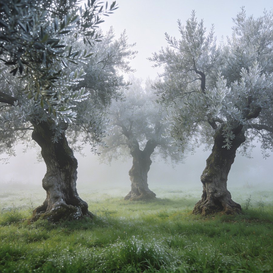 Trees in the morning mist